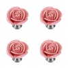 Savagrow 4pcs Rose Flower Ceramic Knobs Cabinet Drawer Knobs Rose