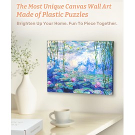 PieceRelax Canvas Wall Art Puzzles for Adults - Monet - Water Lilies Unique Gift & Home Décor with Plastic Jigsaw Puzzle Artwork for Living Room Bedroom [HN1431]