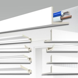 HEXIM Perfect 2 Metre Pipe and Cable Cover Strip – Large Selection (AB297 – 90 x 90 mm) – PU Smooth White Shockproof Corner Strip Stucco Strip Wall Strip Decorative Profiles