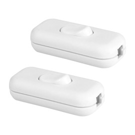 Pack of 2 White Inline Switch Intermediate Switch, 6 A 250 V, Torpedo Switch, Rocker Switch, Cable Switch, 2-Core and 3-Core Supply Lines, for All Types of Electric Lamps, Table Lamps