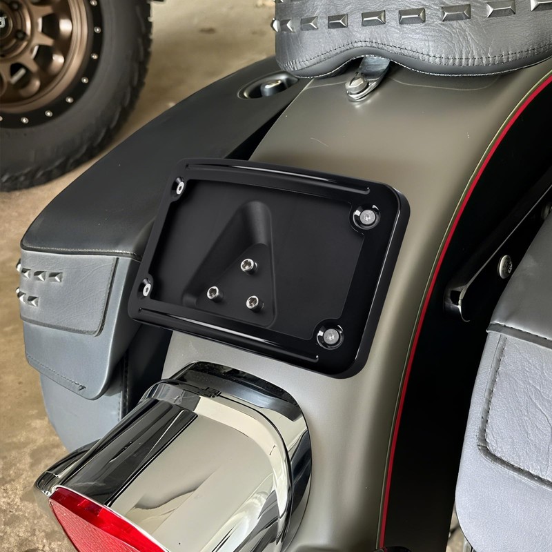 HCmotorku Curved Laydown License Plate Mount Frame Compatible with Harley
