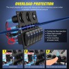 Nilight 6 Gang Rocker Switch Panel Waterproof Pre-Wired Aluminum Panel