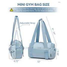 Small Gym Bag for Women Mini Duffle Bag Pink with Wet Compartment, Lightweight Waterproof Cute Tote for Girls Workout Sport Travel, Light Blue