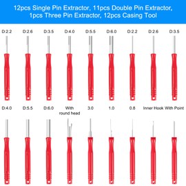 Terminal Removal Tool Kit 36 Pcs Depinning Tool Electrical Connector Pin Removal Tool Kit Pin Extractor Tool Set Wire Terminal Release Tool for Automotive Car Household Devices - Red