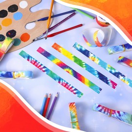 600 Pcs Paper Wristbands Wrist Bands Bulk Neon Party Paper Bracelets Waterproof Hand Bands Events Adhesive Identification Wristbands Armbands for Concert Party Classroom (Tie Dye Style)