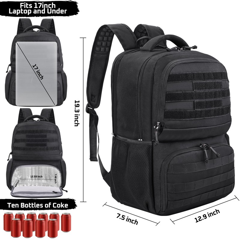 MOZETO Laptop Lunch Backpack for Men, Tactical Inspired Utility Anti-Theft