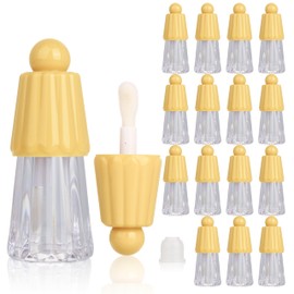 COSIDEA 15pcs 4ml Cute empty lip gloss tubes with wand Yellow big brush head lipgloss tube container for lip oil