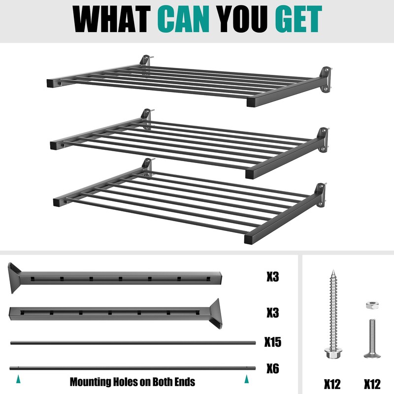 EVERHANGER Wall Mount Garage Storage Shelves, 33in x 24in Heavy