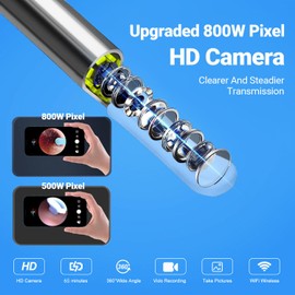 Ear Wax Removal Tool Camera, 800W Pixels FHD Smart Visual Ear Cleaner 6 Ear Spoon WiFi Ear Camera Fit for iPhone, iPad & Android Ear Wax Removal kit for Ear Cleaning (Black)