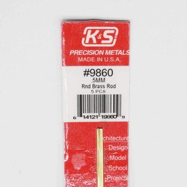 K&S 真鍮丸棒 外径0.5mm 長さ300mm(5本入り)