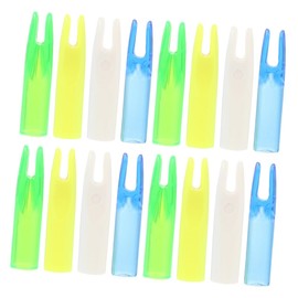 GRIRIW 16Pcs DIY Arrow Nocks Tails Transparent Blue Green White Yellow Protective Archery Nocks for Enhanced Accuracy Stability for Outdoor Hunting Training