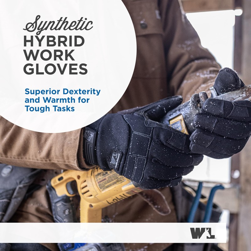 Wells Lamont Insulated Leather Work Gloves for Men - Fleece-Lined