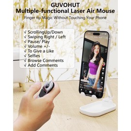 GUVOHUT Air Mouse Bluetooth Presenter with Touchpad for PC/iOS/Android, Rechargeable Remote Control for PowerPoint/Keynote/TikTok/Camera/Kindle App (Silver)