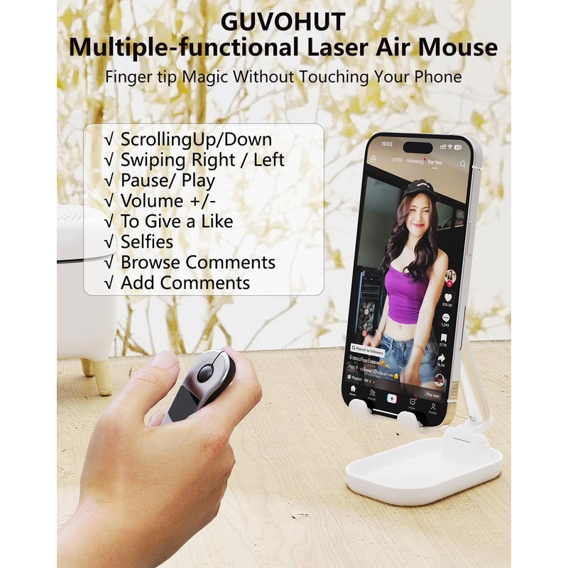 GUVOHUT Air Mouse Bluetooth Presenter with Touchpad for PC/iOS/Android, Rechargeable