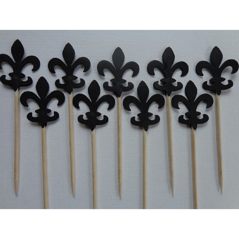 Black Fleur De Lis Cupcake Toppers - Party Picks -