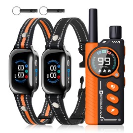 2-in-1 Bark Shock Collar 2 Pack - Color Screen Dog Training Collar with Beep/Vibration/Shock/Anti Bark 4 Modes for 2 Dogs, 3300FT Waterproof E Collar with Remote for Small Medium Large Dogs(8-120lbs)