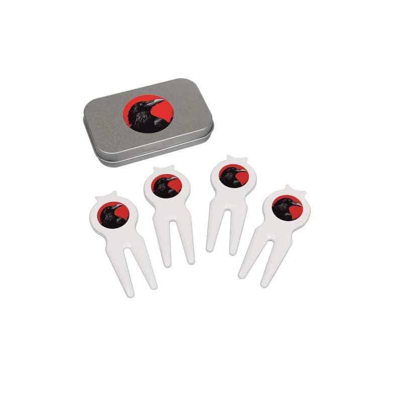Azeeda 'Crow Portrait' Golf Divot Tool/Repair Fork Gift Set (GO00071813)