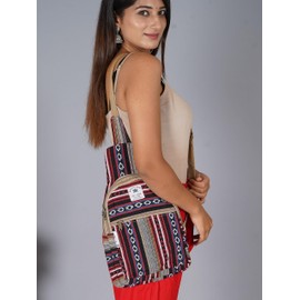 Marubhumi Hemp Small Backpack Cross Body Shoulder Himalayan Bag Adjustable Strap Men and Women Sling Bag Lightweight Daypack