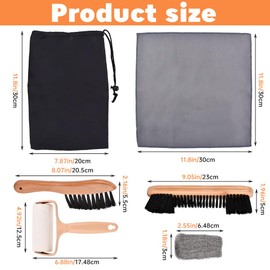 PUXING Pool Table Brush for Felt Billiard Table Brush Set Billiard Pool Table Felt Cleaner Accessories with 2 Wooden Pool Table Brushes/Pool Cue Cleaning Cloth/Sticky Lint Roller(Color:As Shown)