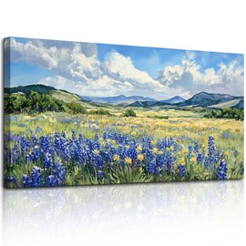 SERIMINO Pastoral Landscape Extra Large Wall Art, Nature Lavender Flower Canvas Prints, Mountain Wilderness Pictures Wall Decor, Rustic Decorations for Living Room Dining Room Ready to Hang 30"X60"
