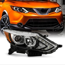 AKKON - Fits 2017 2018 2019 Rogue Sport [Halogen Type] LED DRL Running Projector Chrome Headlight Passenger Right Side