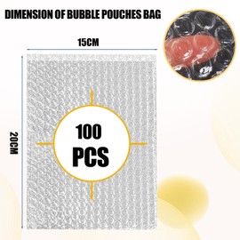 EVADOW 100Pack 15cmx20cm Bubble Out Bags Bubble Pouches Wrap Cushioning Packaging Bags, Double-Side Premium Small Bubble Out Pouch for Moving, Shipping, and Storage