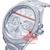 Ice Master 18K White Gold Finish Analog Simulated Diamond Steel