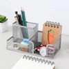 Mesh Desk Organiser Black Pencil Holder Tidy 3 Compartment Desktop