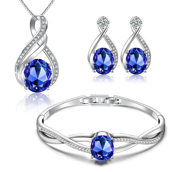 18K White Gold Plated Jewelry Set with 57-Facet Sparkling Gemstones