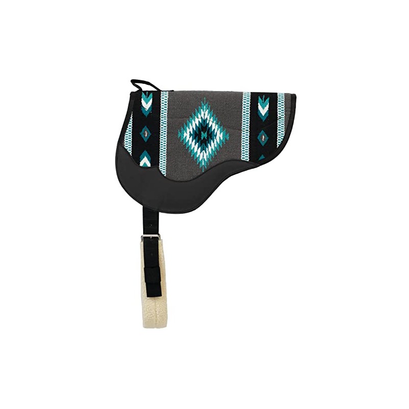 Weaver Leather Wool Blanket Top Bareback Pad, Gray/Turquoise