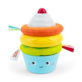 Bright Starts Treat Tower - Juguete apilable con mordedor en forma de magdalena y dona, desarrolla habilidades motoras finas, unisex, para mayores de 6 meses