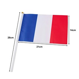 Runesol France Hand Flags, 14 x 21 cm, Mini Hand Flags of the Country, Stick Flags, Small France Flags, Wimbledon, Hand Held Flags, Sports, Pack of 12