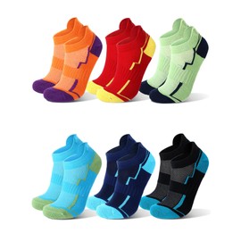 Fourluoo 6 Pairs Ankle Hiking Running Socks for Men Women Compression Support, Thick Cushion & Breathable No Show Athletic Socks