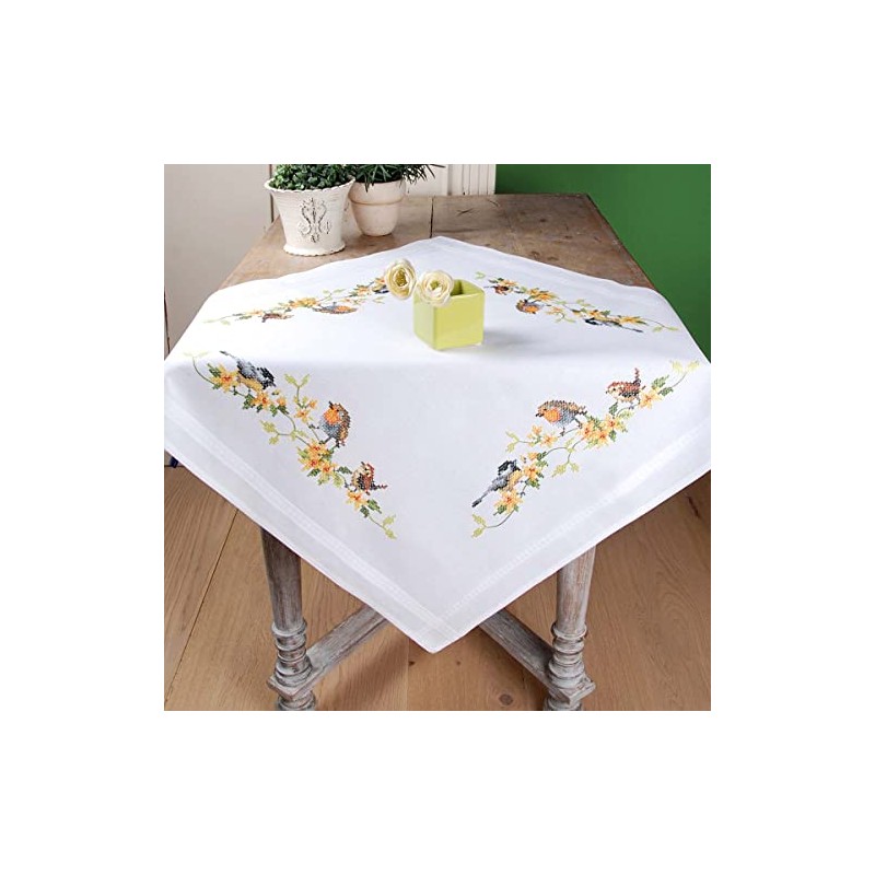 Vervaco tablecloth stitch embroidery kit Domestic song birds, stamped, diy