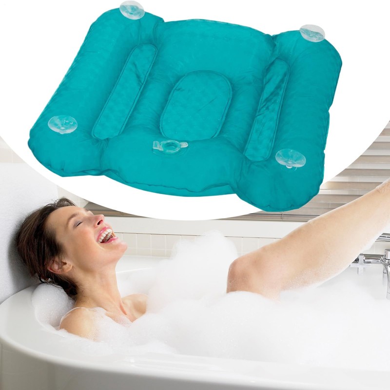 Bath Pillow,Inflatable Body Bath Pillow - Ergonomic Anti-Slip Bathing Massage