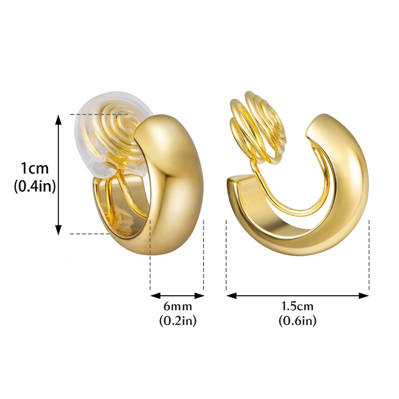 HAISWET Clip On Hoop Chunky Minimalist Small Earrings For Women