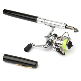 Lixada Fishing Rod Reel Combo Mini Pen Fishing Pole Kit Telescopic Fishing Rod Spinning Reel Combo Kit (Black, 1.4M)