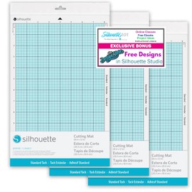 Silhouette Standard 8 inch Cutting mat 3 Pack for use with Portrait series Vinyl Cutters with 50 Bonus Designs
