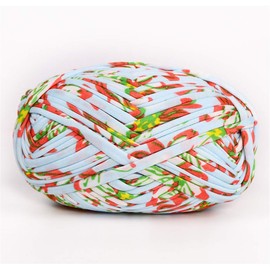 1 Piece Colorful T Shirt Knitting Yarn Fabric Crochet Fabric Craft Knitting Fabric Art (#58 Blue Flower)