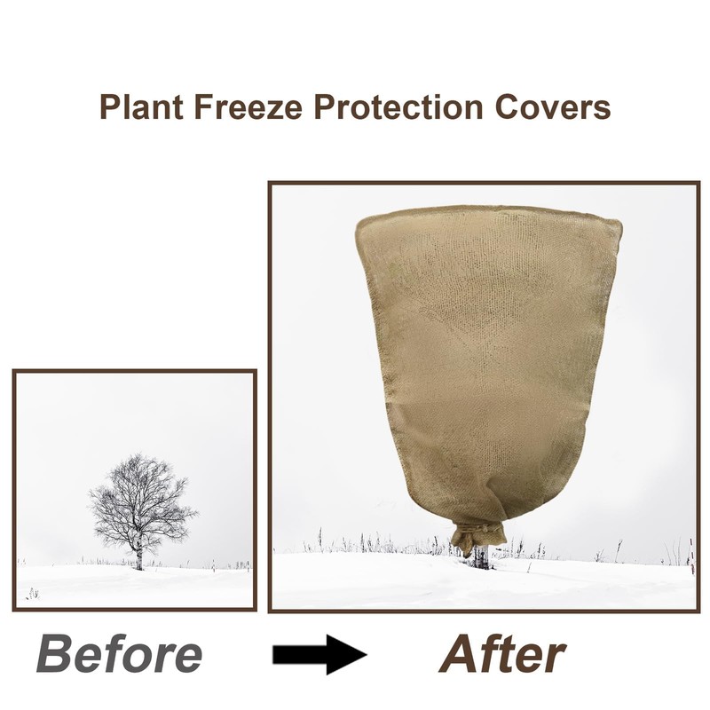 Svepndic 2PCS 47''x40'' Reusable Warm Burlap Winter Plant Cover Bags