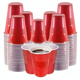 AMD Nexus 50 X 16oz Red Party Reusable Cups - Glasses for Christmas, Garden Party, Weddings, Picnics - Plastic Cups Reusable and Recyclable