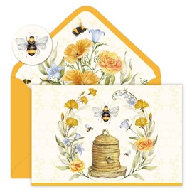 JarThenaAMCS 24 Pack Bee Thank You Cards with Envelopes and Stickers Watercolor Bee Flower Greeting Cards Blank Note Cards for Spring Summer Baby Shower Birthday Party Supplies, 4 x 6 Inch