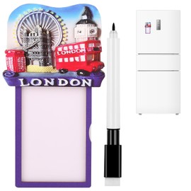 DRMFLE Wooden Refrigerator Sticker with Pen and Blackboard, Flexible Chalkboard as To Do List Memo Message Notice, London Themed Fridge Magnets for Party Supplies Home Decoration,New Home Gifts (Blue)
