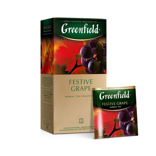Greenfield Festive Grape Herbal Tea Fruit & Herbal Collection 25 Teabags The Execptional Freshness Of Tea Is Guranteed By The Special Foil Sachet