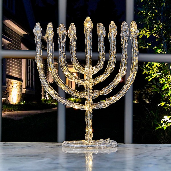 Rite Lite LED Twinkling Lights Menorah Decoration | Hanukkah Gifts Jewish Holiday Party Favors Decorations Battery-Powered Lights Dance! Judaica Chanukah Festival of Lights 8.75" H