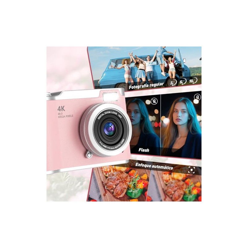 Cámara Digital 4K, Lente De 48 MP, Zoom Óptico de