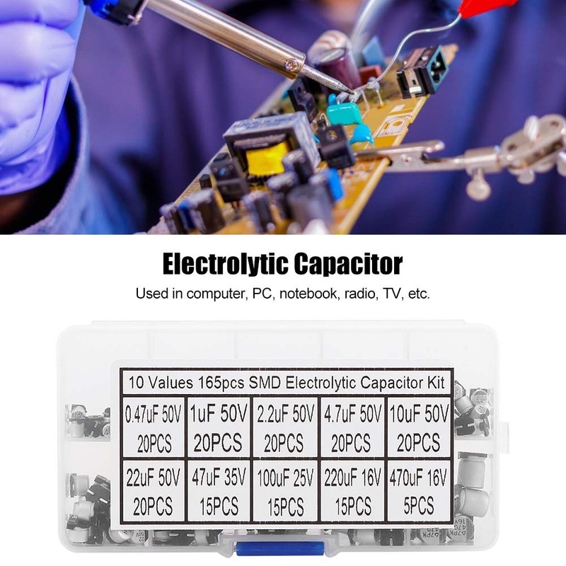 165 Capacitors, Smd Aluminium Electrolytic Capacitors Boxed Portable Classification Kit