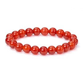 COLORFUL BLING Red Carnelian Crystal Stretch Bracelet Set Natural Agate Energy Chakra Beaded Gemstone for Women Couple Anxiety Relief Jewelry-8MM