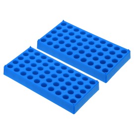 PATIKIL Vial Rack for 2ml Autosampler Vials, 2 Pack Vial Tray Holder 50-Well Stackable Test Tube Rack Vial Holder for Microcentrifuge Tubes, Blue