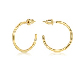 Sweetkiki 14K Gold Medium Hoop Earrings, Lightweight Hypoallergenic Stainless Steel, Set of 1 - 5 Pairs (20mm)